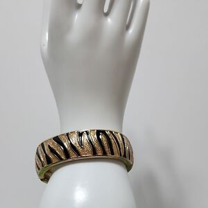 Chic Zebra Pattern Gold and Black Bracelet